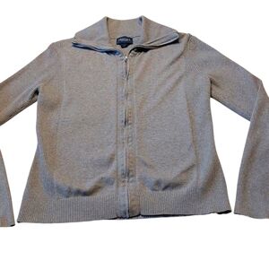 Gray Sonoma Zippered Cotton Cardigan L